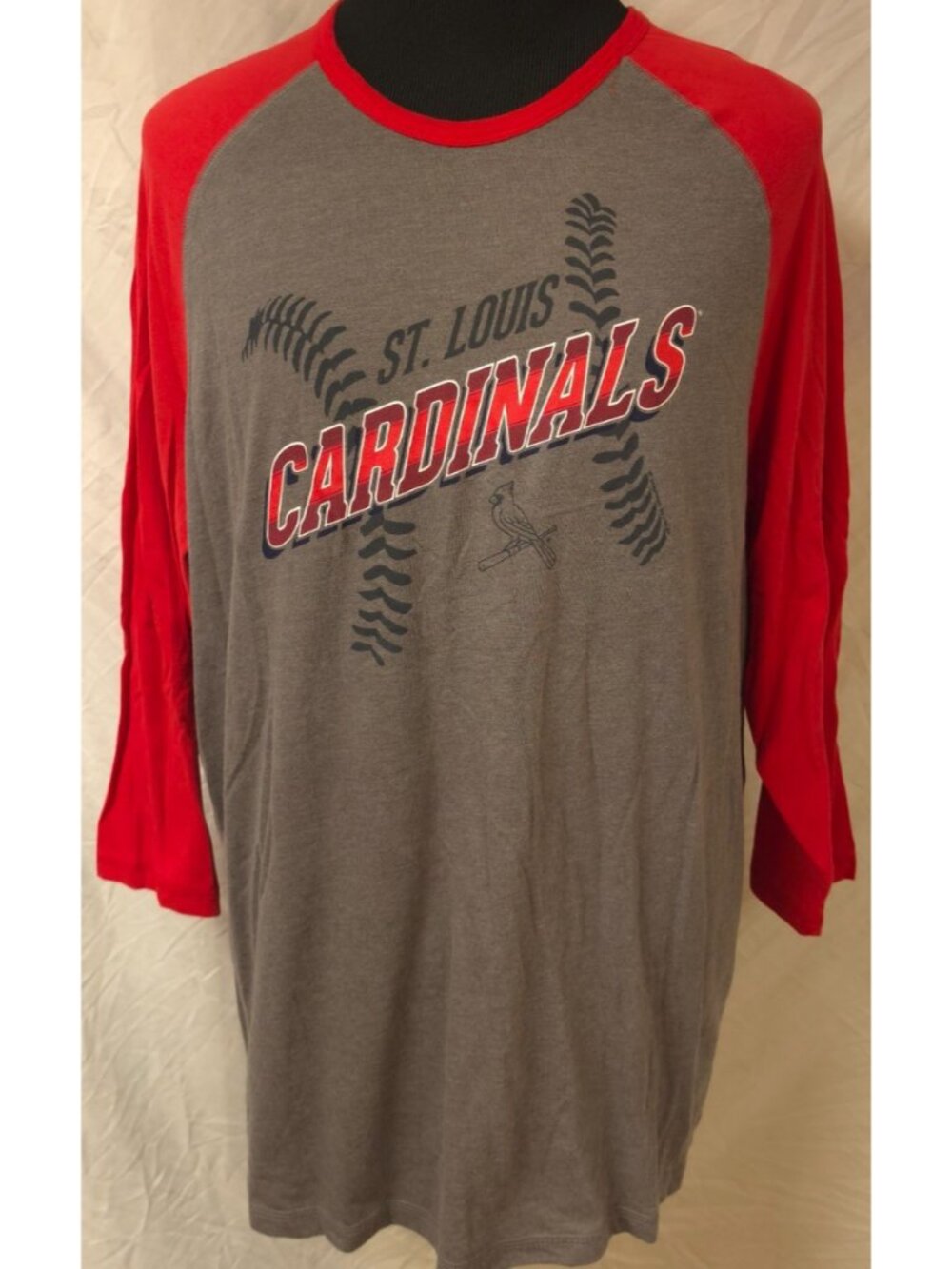 Genuine Merchandise St. Louis Cardinals MLB Raglan 3/4 Sleeve Grey Red Shirt XL